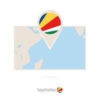 Rectangular map of Seychelles with pin icon of Seychelles vector