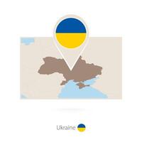 Rectangular map of Ukraine with pin icon of Ukraine vector