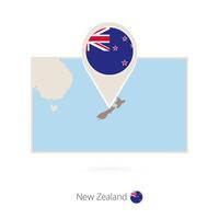 Rectangular map of New Zealand with pin icon of New Zealand vector