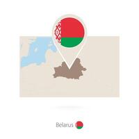 Rectangular map of Belarus with pin icon of Belarus vector
