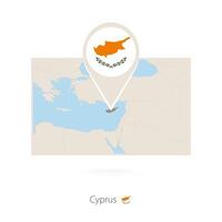 Rectangular map of Cyprus with pin icon of Cyprus vector