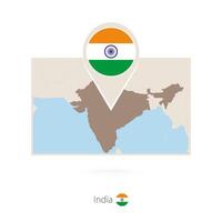 Rectangular map of India with pin icon of India vector