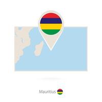 Rectangular map of Mauritius with pin icon of Mauritius vector