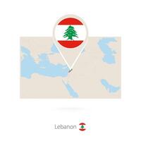 Rectangular map of Lebanon with pin icon of Lebanon vector