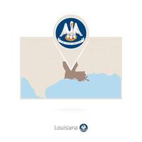 Rectangular map of US state Louisiana with pin icon of Louisiana vector