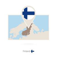 Rectangular map of Finland with pin icon of Finland vector