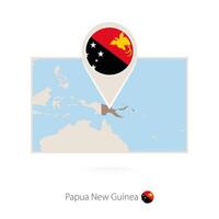 Rectangular map of Papua New Guinea with pin icon of Papua New Guinea vector
