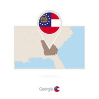 Rectangular map of US state Georgia with pin icon of Georgia vector