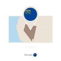 Rectangular map of US state Nevada with pin icon of Nevada vector