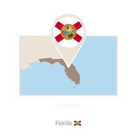 Rectangular map of US state Florida with pin icon of Florida vector
