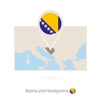 Rectangular map of Bosnia and Herzegovina with pin icon of Bosnia vector