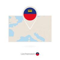 Rectangular map of Liechtenstein with pin icon of Liechtenstein vector