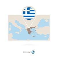 Rectangular map of Greece with pin icon of Greece vector