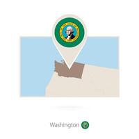 Rectangular map of US state Washington with pin icon of Washington vector
