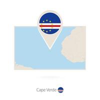 Rectangular map of Cape Verde with pin icon of Cape Verde vector