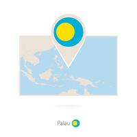Rectangular map of Palau with pin icon of Palau vector