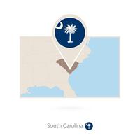 Rectangular map of US state South Carolina with pin icon of South Carolina vector