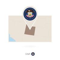 Rectangular map of US state Utah with pin icon of Utah vector