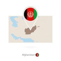 Rectangular map of Afghanistan with pin icon of Afghanistan vector