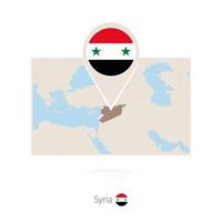 Rectangular map of Syria with pin icon of Syria vector