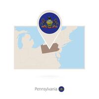 Rectangular map of US state Pennsylvania with pin icon of Pennsylvania vector