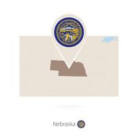 Rectangular map of US state Nebraska with pin icon of Nebraska vector