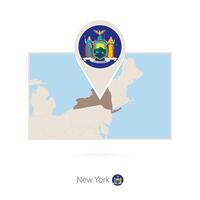 Rectangular map of US state New York with pin icon of New York vector
