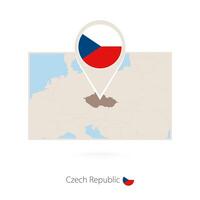 Rectangular map of Czech Republic with pin icon of Czech Republic vector