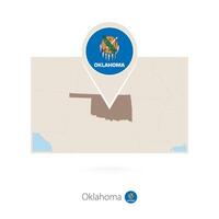 Rectangular map of US state Oklahoma with pin icon of Oklahoma vector