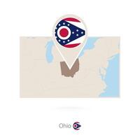 Rectangular map of US state Ohio with pin icon of Ohio vector