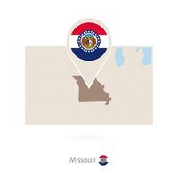 Rectangular map of US state Missouri with pin icon of Missouri vector