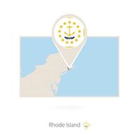 Rectangular map of US state Rhode Island with pin icon of Rhode Island vector