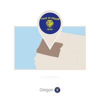 Rectangular map of US state Oregon with pin icon of Oregon vector