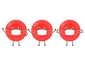 Red Blood Drop Cartoon Character. Illustration Flat Design Isolated On Transparent Background. Red Blood Cell Mascot. vector