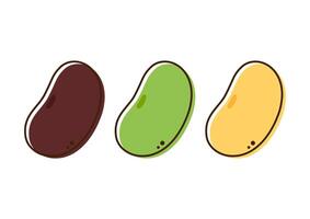 Mung bean, Kidney bean and Soy bean on white background. Bean logo design. vector