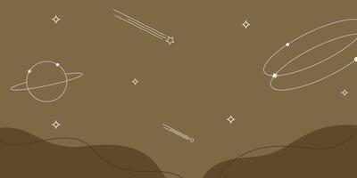 Simple Background With Planet and Star Line vector
