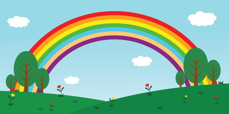 Nature Park Background With Rainbow