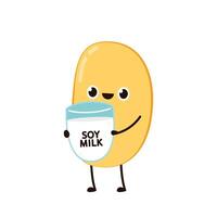 Soybean . Soybean character design. Soy milk . vector