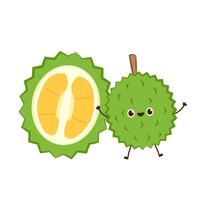 Durian character design. Durian on white background. Durian cartoon . vector