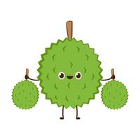 Durian character design. Durian on white background. Durian cartoon . vector