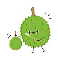 Durian character design. Durian on white background. Durian cartoon . vector