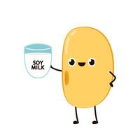 Soybean . Soybean character design. Soy milk . vector