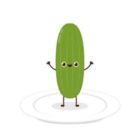 Cucumber character design. Cucumber on white background. vector
