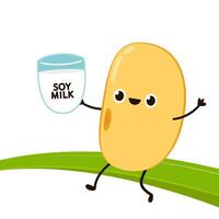Soybean . Soybean character design. Soy milk . vector