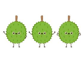 Durian character design. Durian on white background. Durian cartoon . vector
