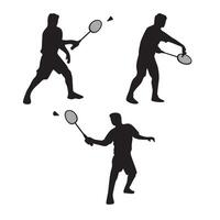 set of badminton player silhouette design. athlete sign and symbol. vector
