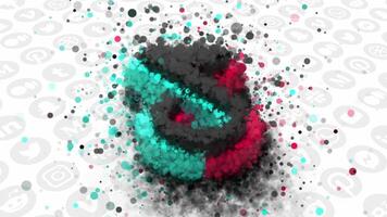 The tik tok icon. Motion.White background with a note in the middle . The sign of a social network in abstraction. video