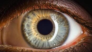 Close up of eye iris on black background, macro, photography photo