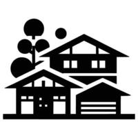 Traditional Japanese House silhouette on white background vector
