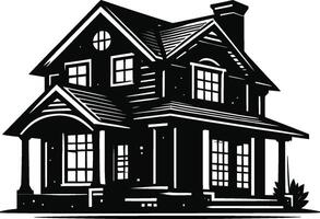House silhouette with trees on background flat illustration, Minimal House on white background vector